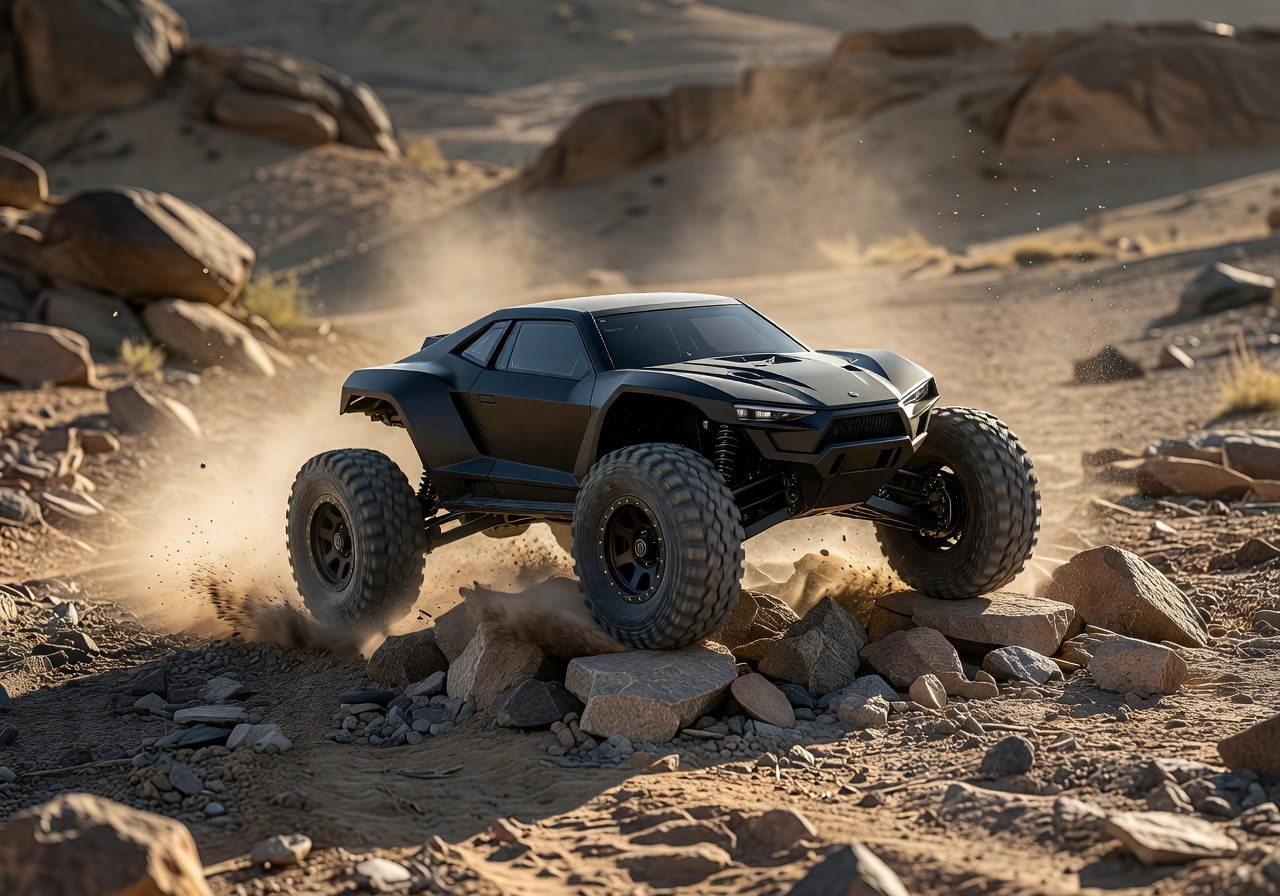 Arcadehorizn Phantom X1 off-road RC car in matte black finish