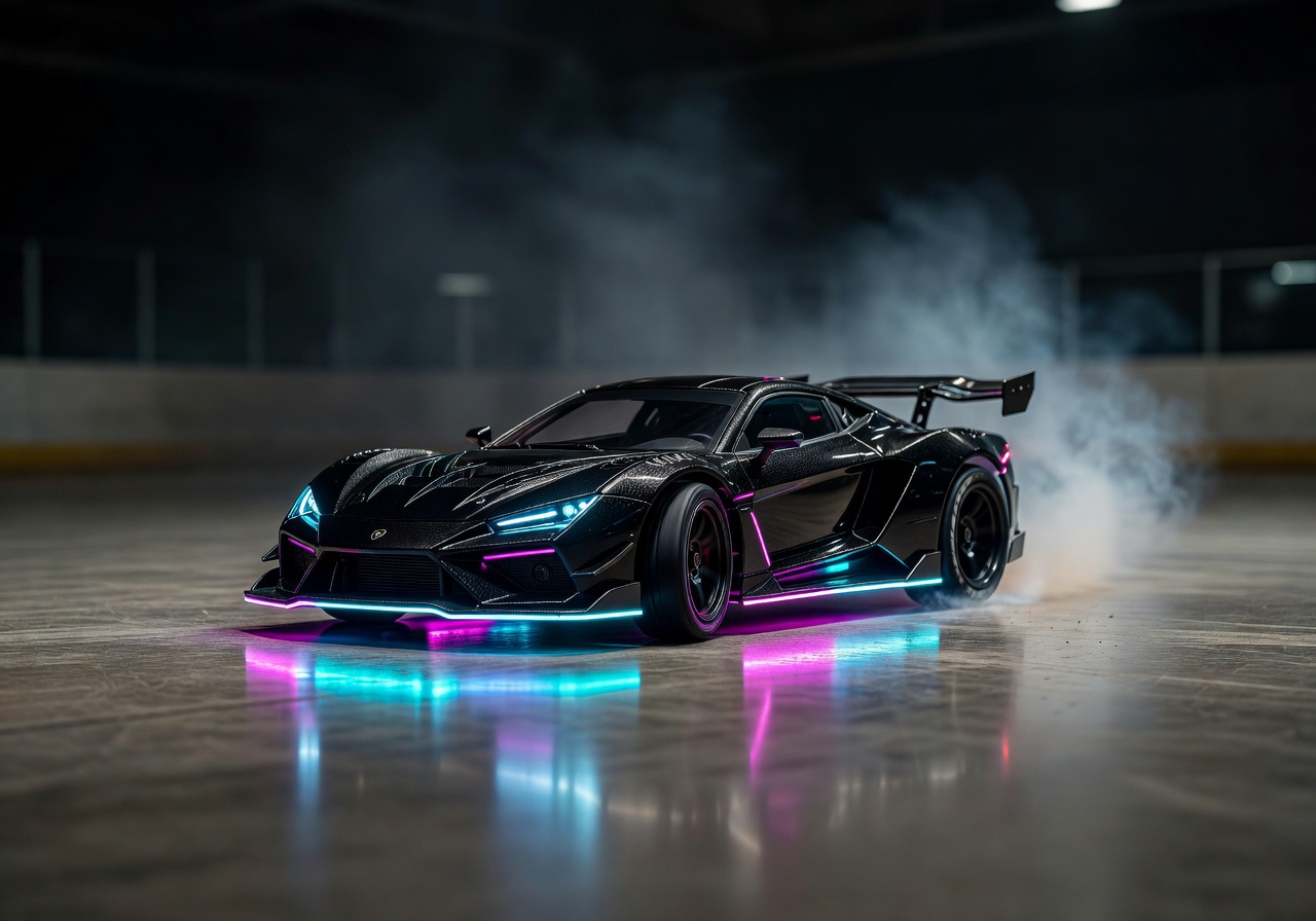 Arcadehorizn Venom Drift Edition RC car with neon underglow